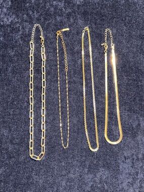 Gold-Tone Layered Necklace Set - Elegant Women's Jewelry